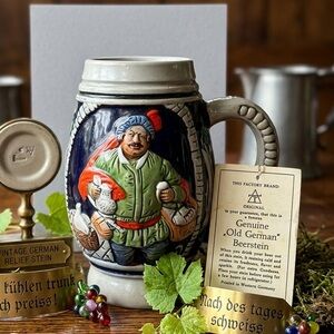 Vintage Genuine Old German Beer Stein Relief Stoneware Mug